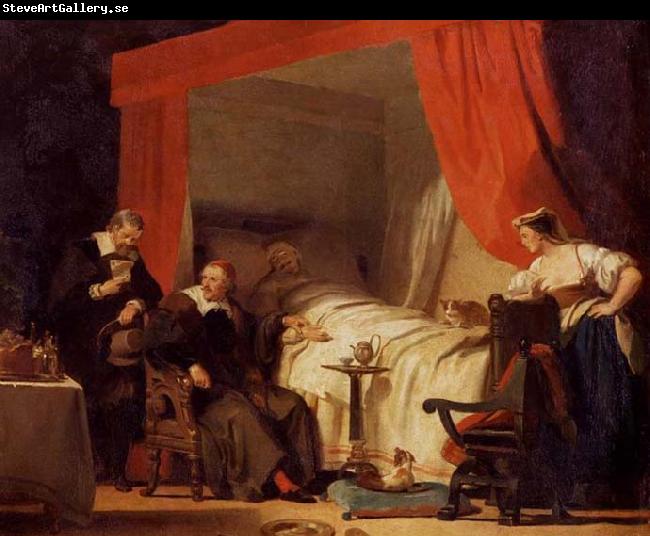 Alexandre-Evariste Fragonard Cardinal Mazarin at the Deathbed of Eustache Le Sueur